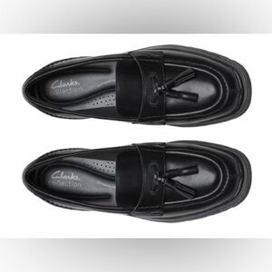 Clarks Laurel tassel black Leather women Loafers size 61/2